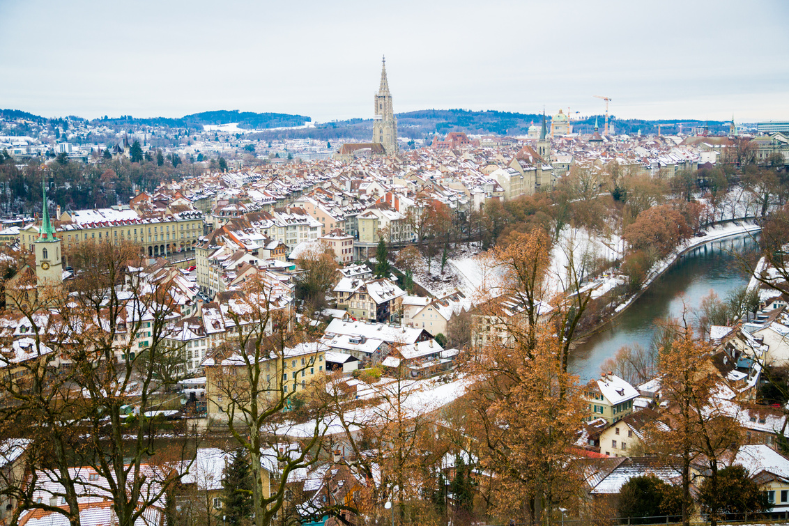 Panoramic View over Bern in Winter